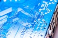 A blue circuit board close up Royalty Free Stock Photo