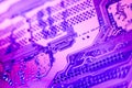 A violet circuit board close up Royalty Free Stock Photo