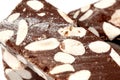 Close up of chocolate almond nougat Royalty Free Stock Photo