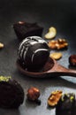 Close up Chocolate Ball on Wooden Spoon Royalty Free Stock Photo