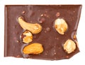 Close up of chocolate bark with mixed nuts isolated on transparent background Royalty Free Stock Photo