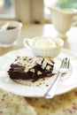 Close up chocolate cake and almond Royalty Free Stock Photo
