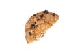 Close up of chocolate chip cookie pieces with crumbs isolated on white background. Royalty Free Stock Photo