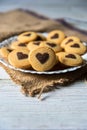 Close up of  chocolate cookies in a white plate Royalty Free Stock Photo