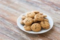 Close up of chocolate oatmeal cookies on plate