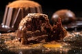 close-up of chocolate truffle with bite taken out Royalty Free Stock Photo