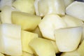 A Close Up of Chopped Cut Raw Potatoes in Cubes Royalty Free Stock Photo