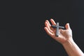 Close up Christian woman hands holding a cross holy and worship. Spirituality and religion Concept, Person holding christian cross Royalty Free Stock Photo