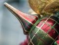 Close up of a Christmas babble, red, green, gold