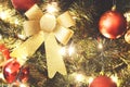 Close up on Christmas decorations on tree Royalty Free Stock Photo