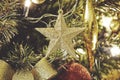Close up on Christmas decorations on tree Royalty Free Stock Photo