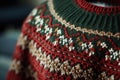 a close-up of christmas jumper stitching showing intricate detail