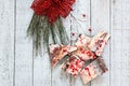 Close up of Christmas Peppermint Bark with white and dark chocolate