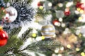 Close-up christmas tree decoration with Abstract color Bokeh background Royalty Free Stock Photo