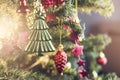 Close up Christmas Tree with Decorations, New year concept Royalty Free Stock Photo