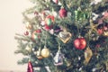 Close up Christmas Tree with Decorations, New year concept Royalty Free Stock Photo