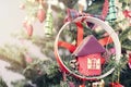 Close up Christmas Tree with Decorations, New year concept Royalty Free Stock Photo