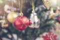 Close up Christmas Tree with Decorations, New year concept Royalty Free Stock Photo