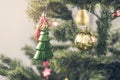 Close up Christmas Tree with Decorations, New year concept Royalty Free Stock Photo