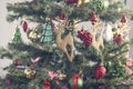 Close up Christmas Tree with Decorations, New year concept Royalty Free Stock Photo