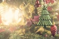 Close up Christmas Tree with Decorations, New year concept Royalty Free Stock Photo