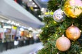 Christmas tree with shiny silver gold baubles Royalty Free Stock Photo