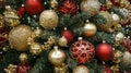 A close-up of a Christmas tree with sparkling gold Royalty Free Stock Photo