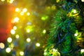 Close up christmas tree with wire white light background