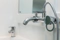 Close up of chrome bath shower tap Royalty Free Stock Photo