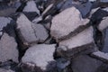 Close-up chunks of asphalt. Destroyed asphalt close-up. Road works Royalty Free Stock Photo