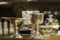 A close up of a church communion set Royalty Free Stock Photo