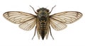 Close-up of a cicada, displaying its distinct features. The insect has a robust, dark Royalty Free Stock Photo