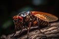 Close-up of a cicada in nature, illustration Royalty Free Stock Photo