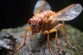 close-up of cicada nymph molting process