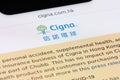 close up Cigna Corporation brand logo