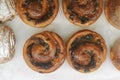 close up cinnamon danish roll on table Royalty Free Stock Photo