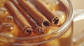 Close-Up of Cinnamon Sticks in Iced Tea Royalty Free Stock Photo