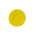 Circle adhesive yellow paper sticker label with a folded  isolated on white background , clipping path Royalty Free Stock Photo