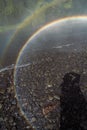 Close up circle rainbow over shallow creek concept photo