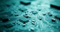 Close-up of a circuit board with electronic components and microchips Royalty Free Stock Photo