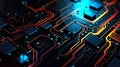 Close-up of circuit board. Electronic computer hardware technology. Motherboard digital chip. blurred concept, Generative AI Royalty Free Stock Photo