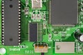 Close-up of a circuit board with microcircuits from an electrical appliance or computer