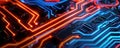 A close up of a circuit board with orange and blue lines Royalty Free Stock Photo