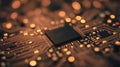 Closeup of a circuit board with a processor chip Royalty Free Stock Photo