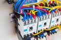 Close up circuit breakers and wire Royalty Free Stock Photo