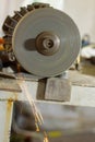 Close up of a circular saw, circular saw blade Royalty Free Stock Photo