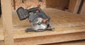 Close-up of a circular saw for cutting plywood