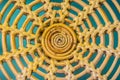 Close up the circular textured pattern on a woven wooden basket. Circular weave rattan pattern. Handmade Wicker Rattan woven Royalty Free Stock Photo