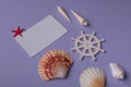 Close-up of cird card and marine items Royalty Free Stock Photo