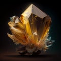 Close up of a citrine gemstone on a dark background